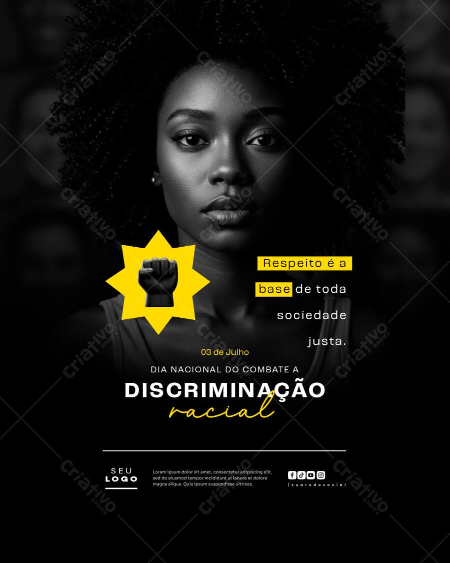 Flyer Dia Nacional do Combate à Discriminação Racial PSD Editável