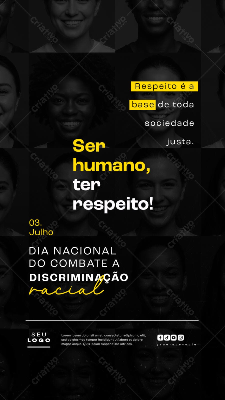 Flyer Dia Nacional do Combate à Discriminação Racial PSD Editável