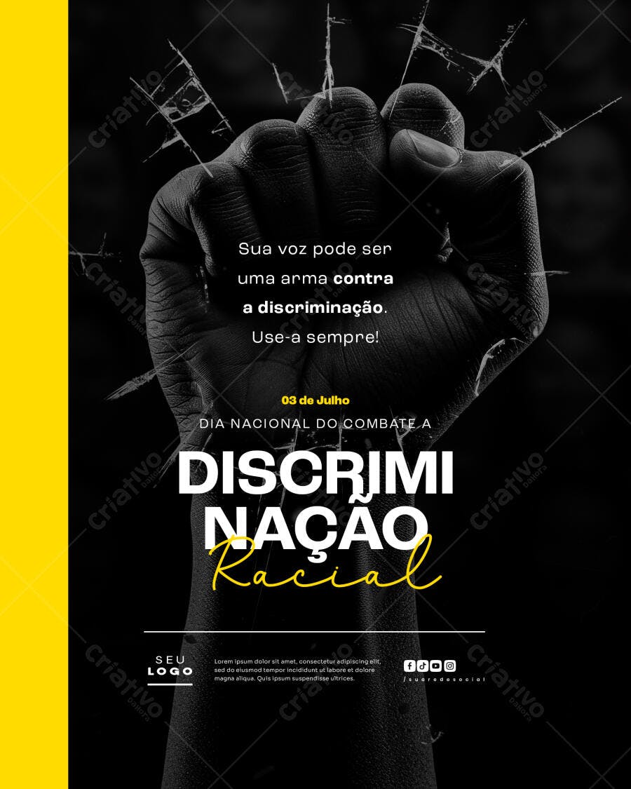 Flyer Dia Nacional do Combate à Discriminação Racial PSD Editável
