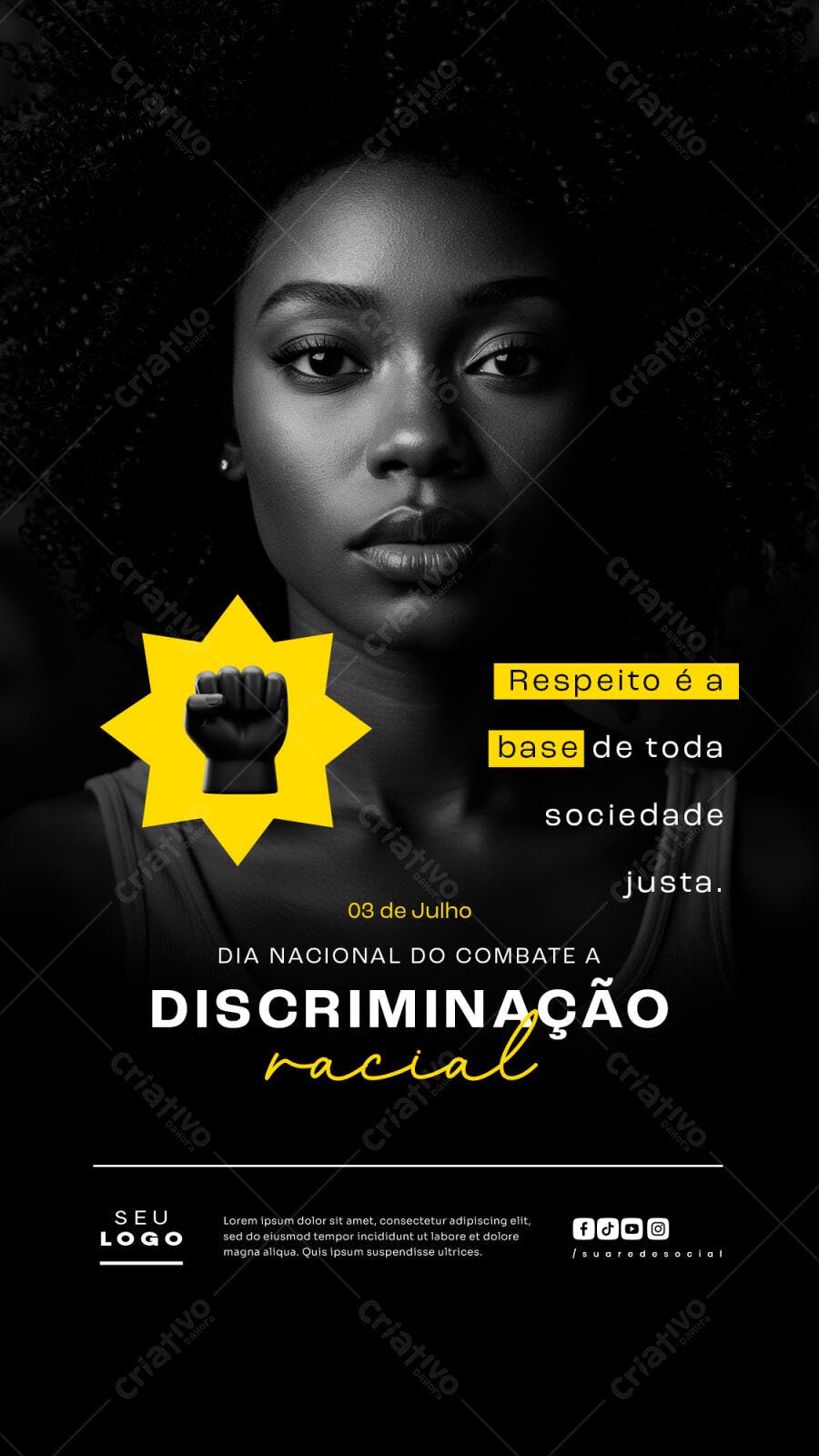 Flyer Dia Nacional do Combate à Discriminação Racial PSD Editável