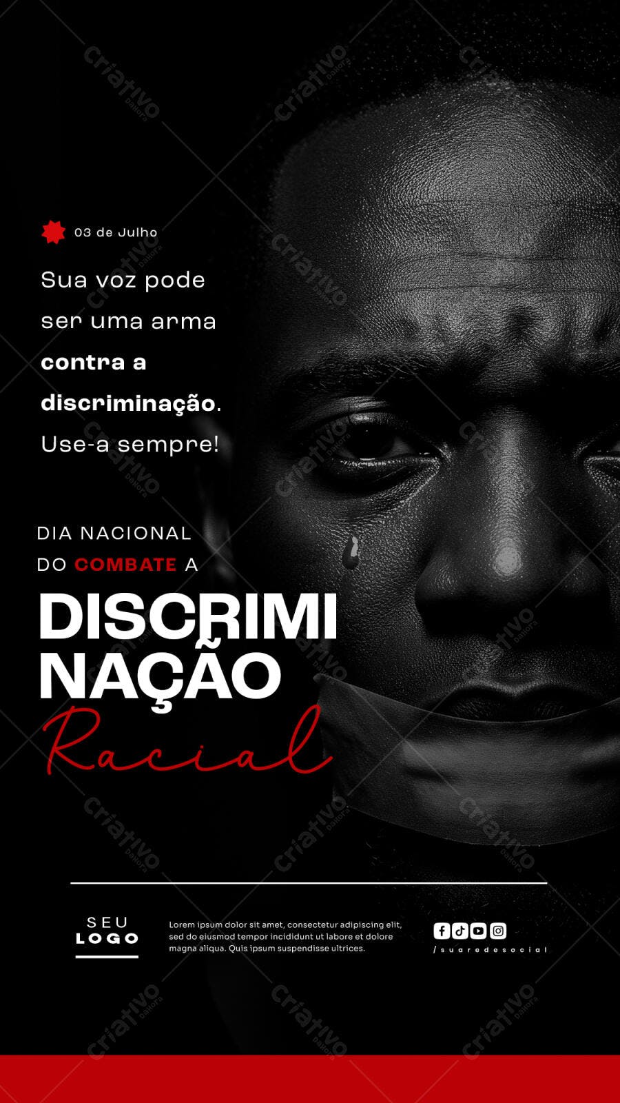 Flyer Dia Nacional do Combate à Discriminação Racial PSD Editável