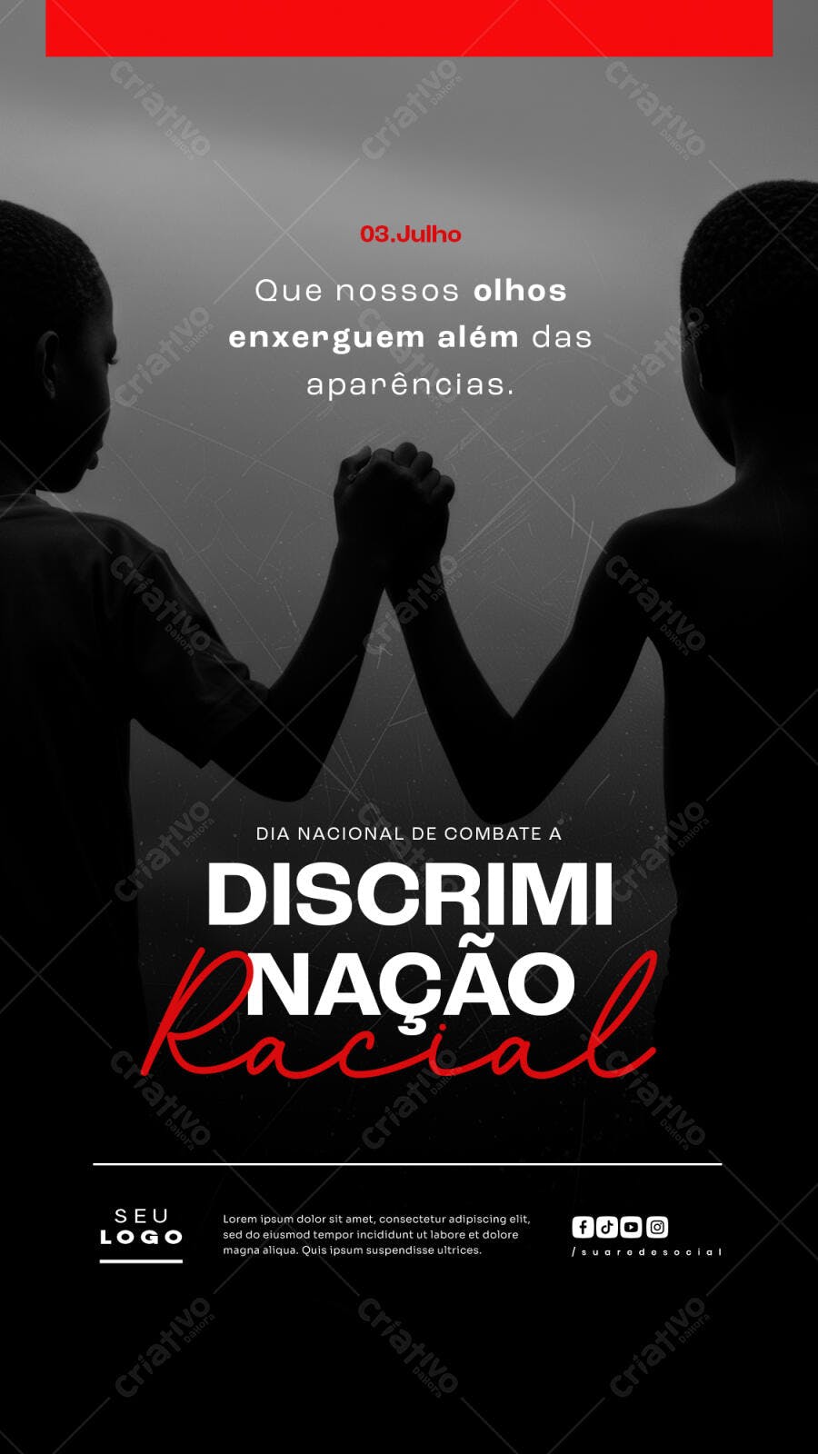Flyer Dia Nacional de Combate à Discriminação Racial PSD Editável