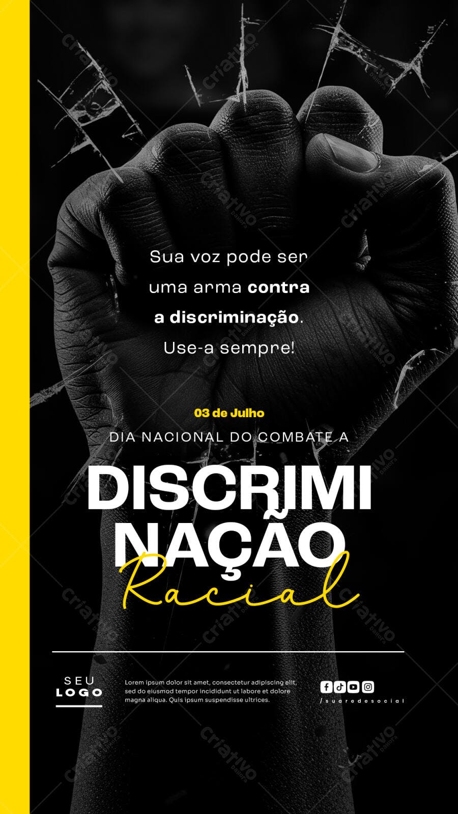 Flyer Dia Nacional do Combate à Discriminação Racial PSD Editável