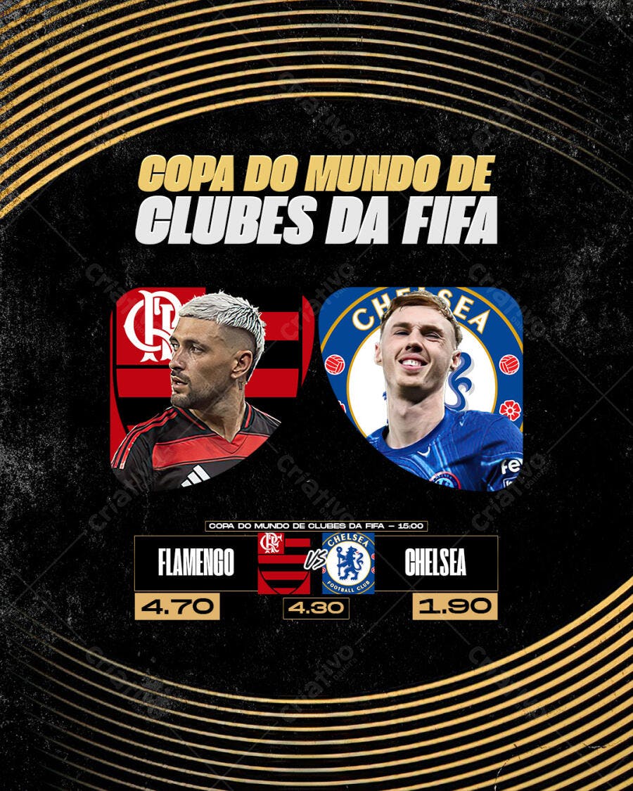 Flyer Flamengo x Chelsea PSD Editável