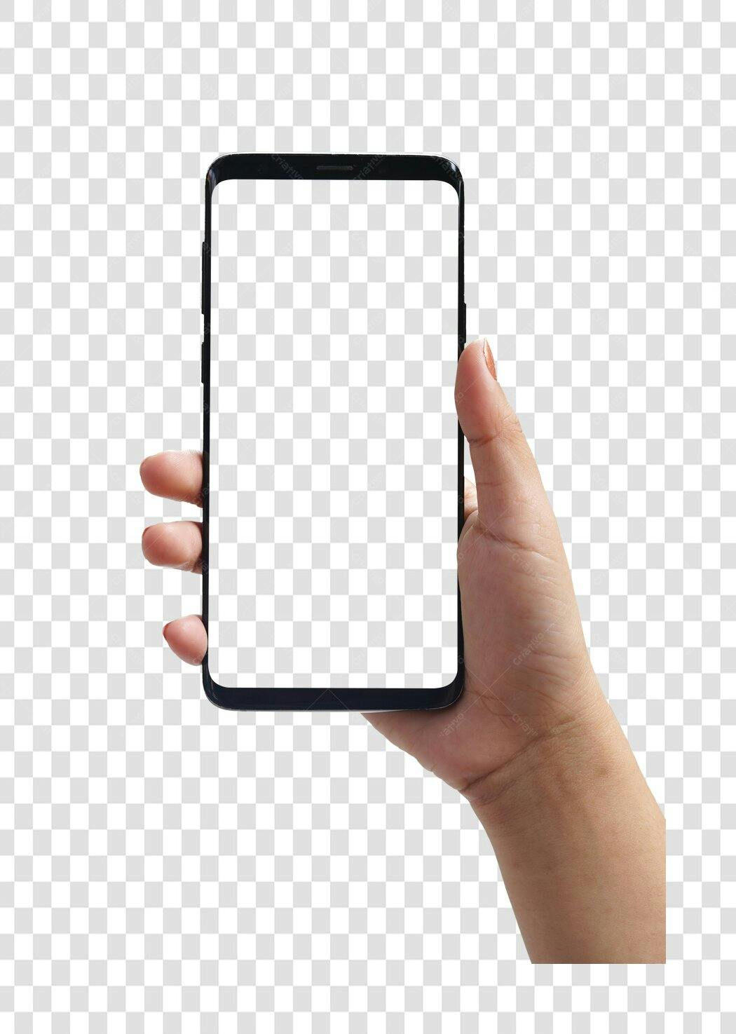 Mockup de Smartphone em mão PNG com fundo transparente