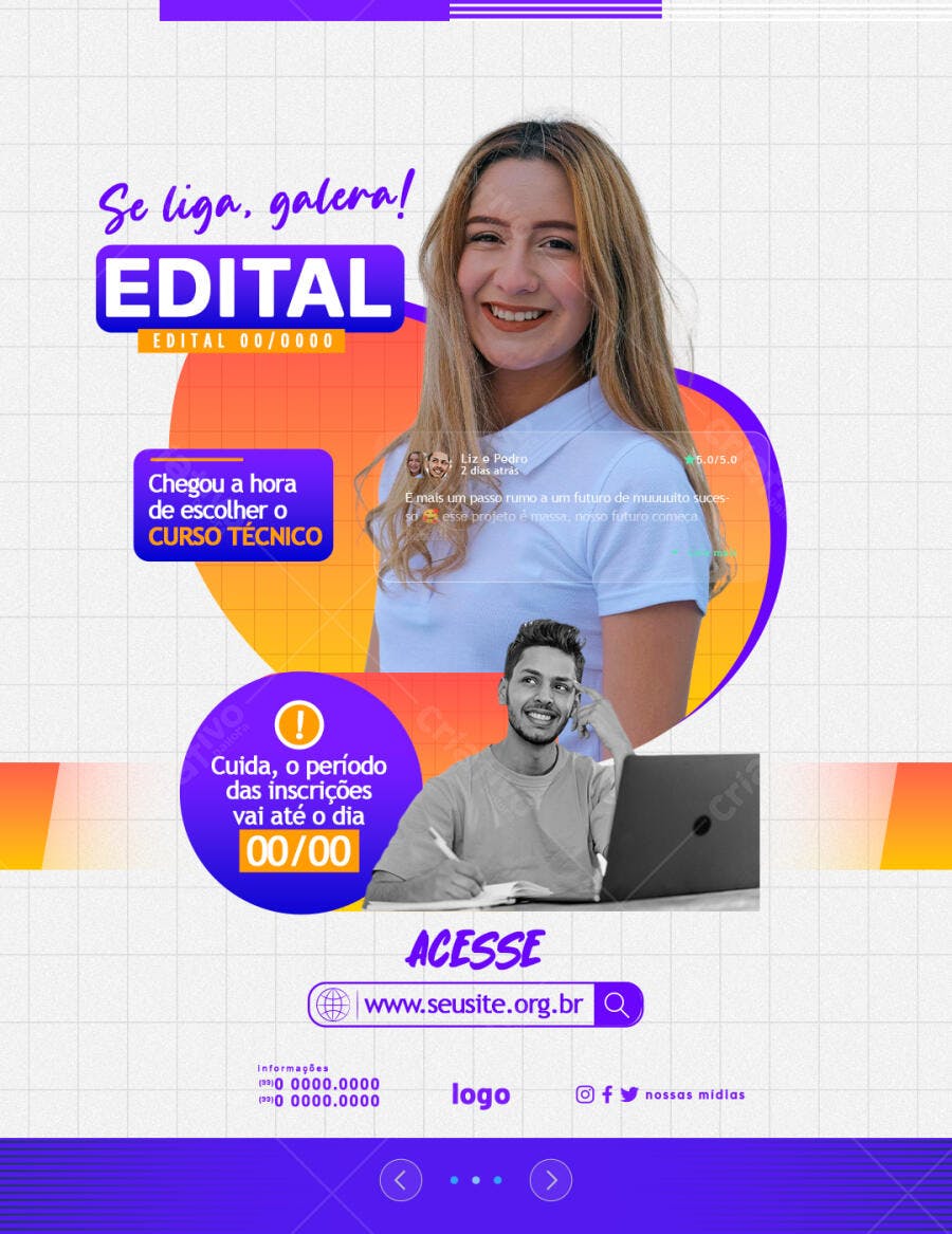 Flyer para Inscrições Curso Técnico PSD Editável