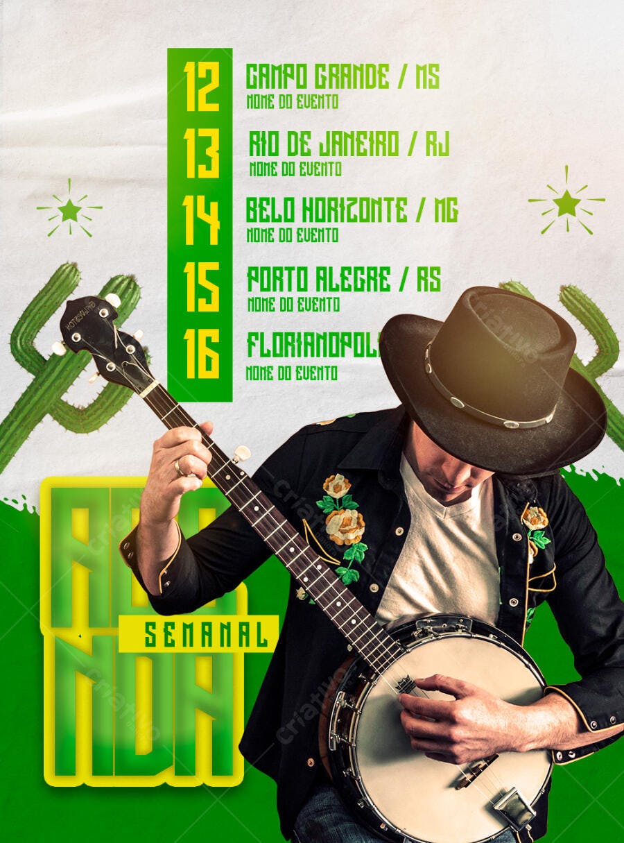 Flyer para Festival de Música Sertaneja PSD Editável