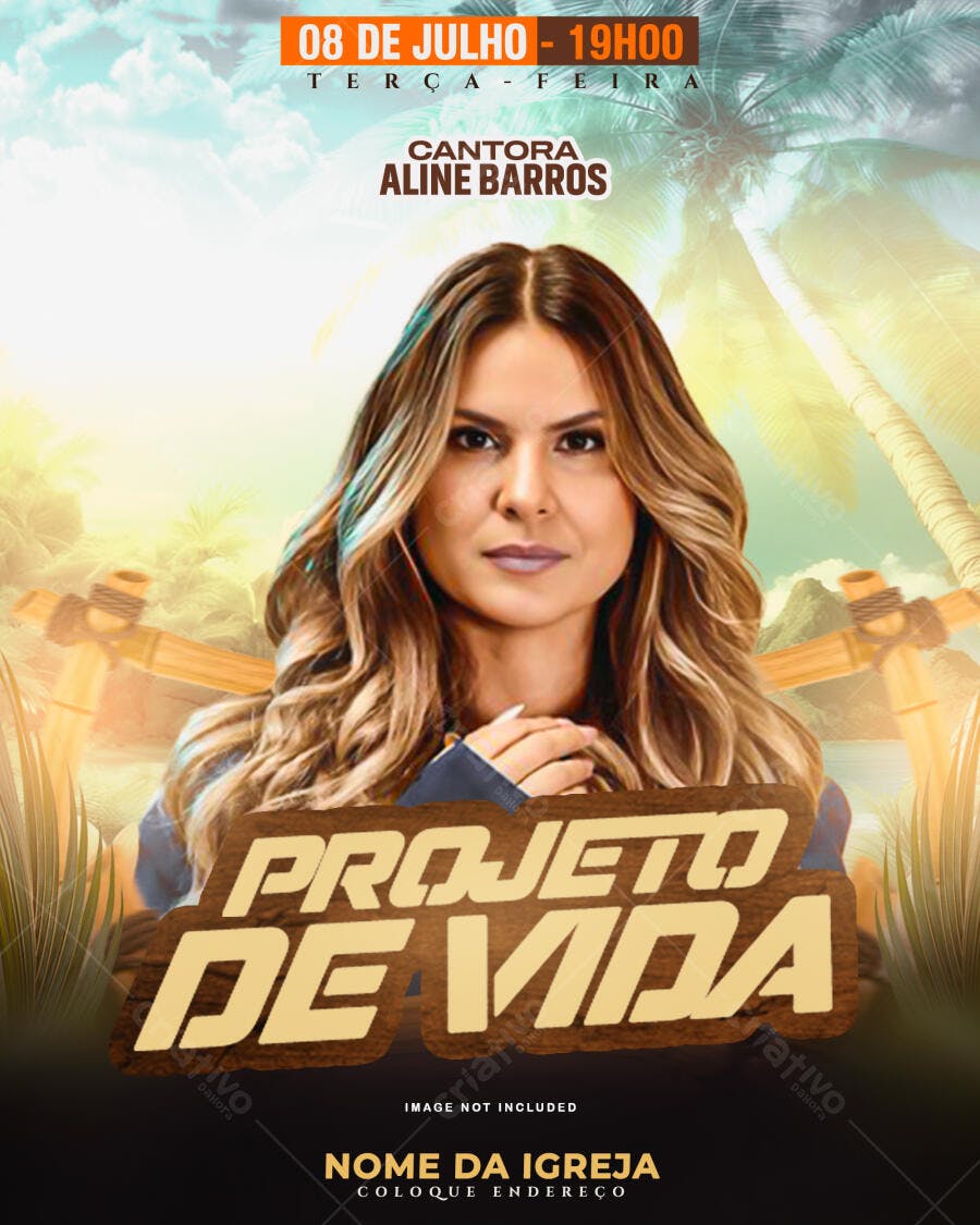 Flyer para Evento Gospel com Aline Barros PSD Editável