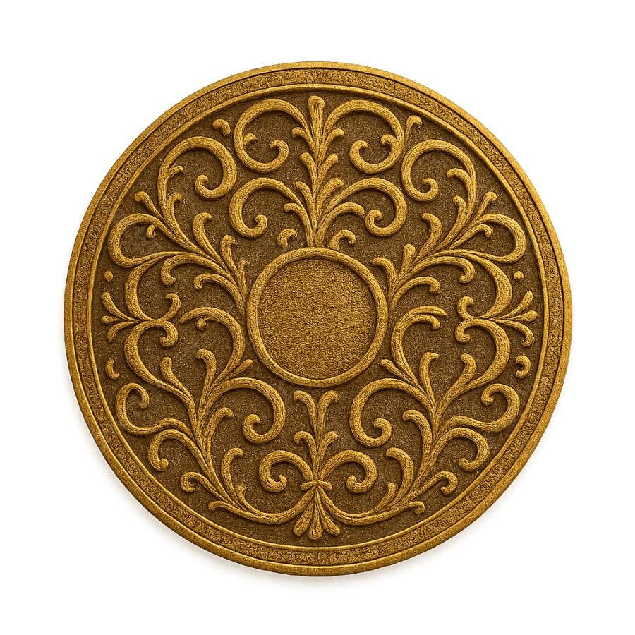Medalhão dourado com arabescos
