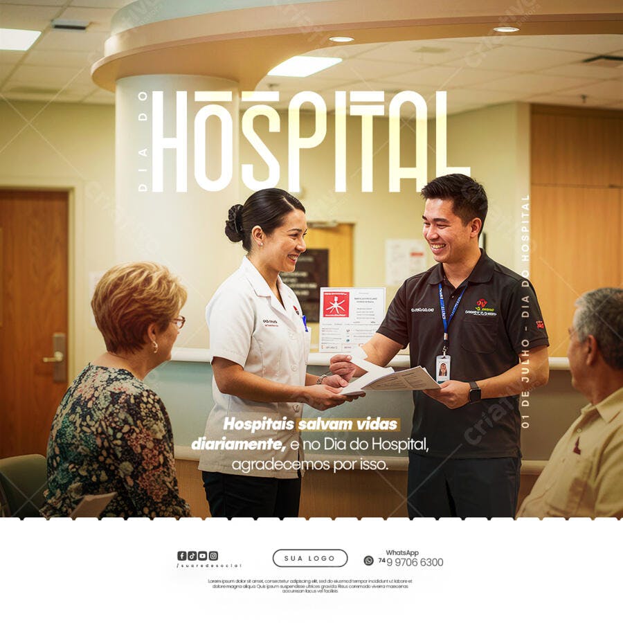 Post de Dia do Hospital PSD Editável