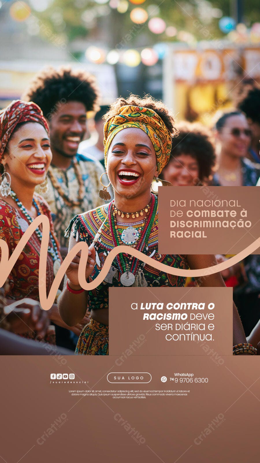 Flyer Dia Nacional de Combate à Discriminação Racial PSD Editável