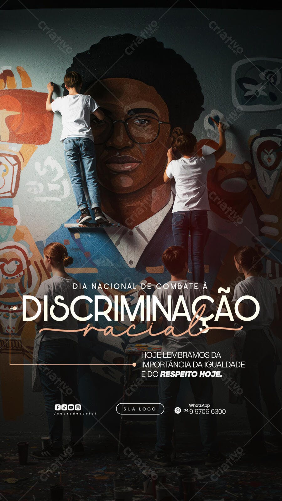 Flyer Dia Nacional de Combate à Discriminação Racial PSD Editável