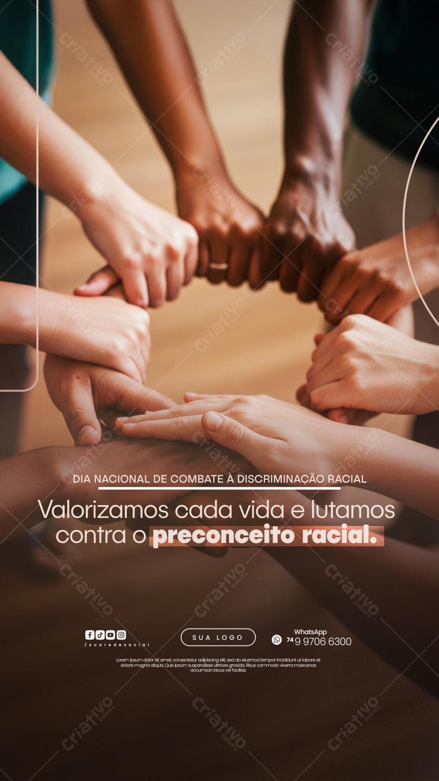 Post para o Dia Nacional de Combate à Discriminação Racial PSD Editável