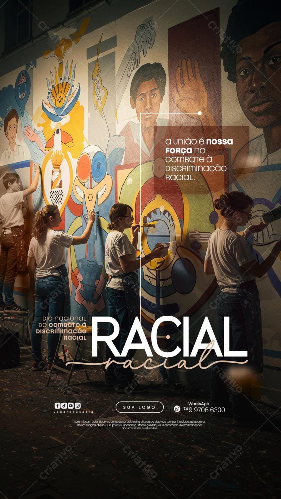 Poster Dia Nacional de Combate à Discriminação Racial PSD Editável