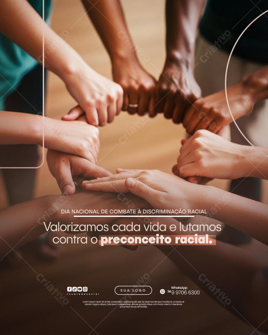 Post para o Dia Nacional de Combate à Discriminação Racial PSD Editável