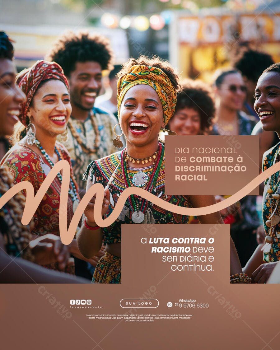 Flyer Dia Nacional de Combate à Discriminação Racial PSD Editável