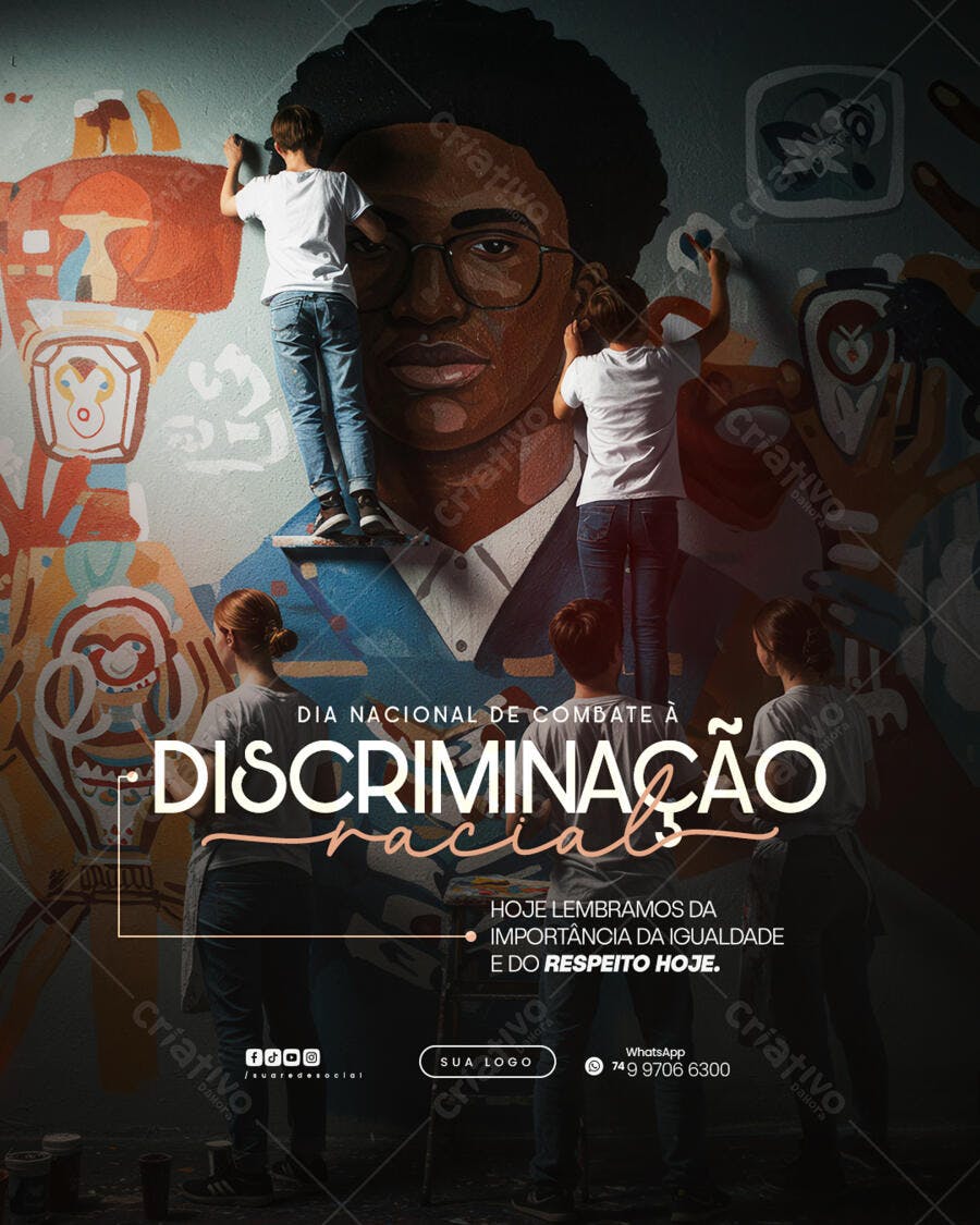 Flyer Dia Nacional de Combate à Discriminação Racial PSD Editável