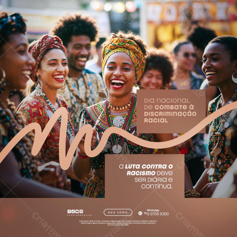 Post para Dia Nacional de Combate à Discriminação Racial PSD Editável