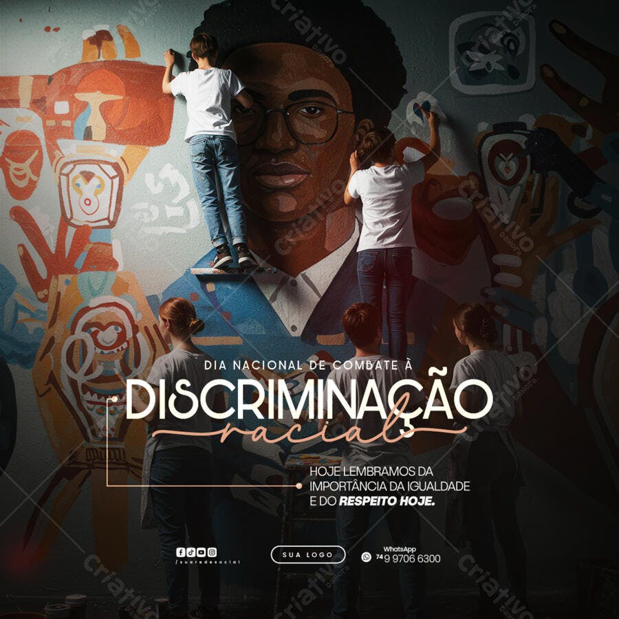 Flyer Dia Nacional de Combate à Discriminação Racial PSD Editável