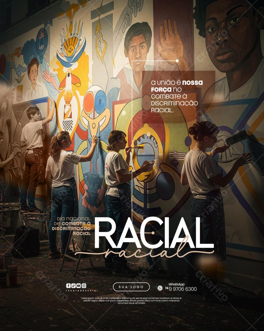 Flyer Dia Nacional de Combate à Discriminação Racial PSD Editável