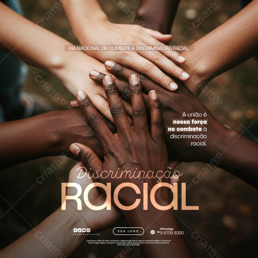 Post para o Dia Nacional de Combate à Discriminação Racial PSD Editável
