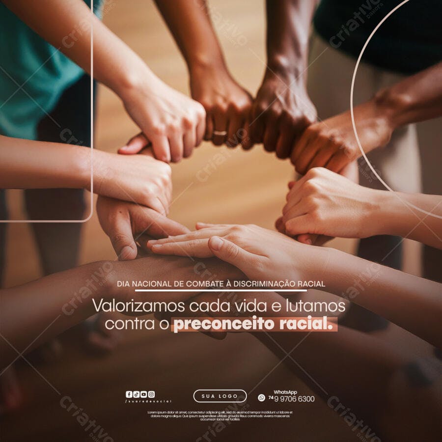 Post para Dia Nacional de Combate à Discriminação Racial PSD Editável