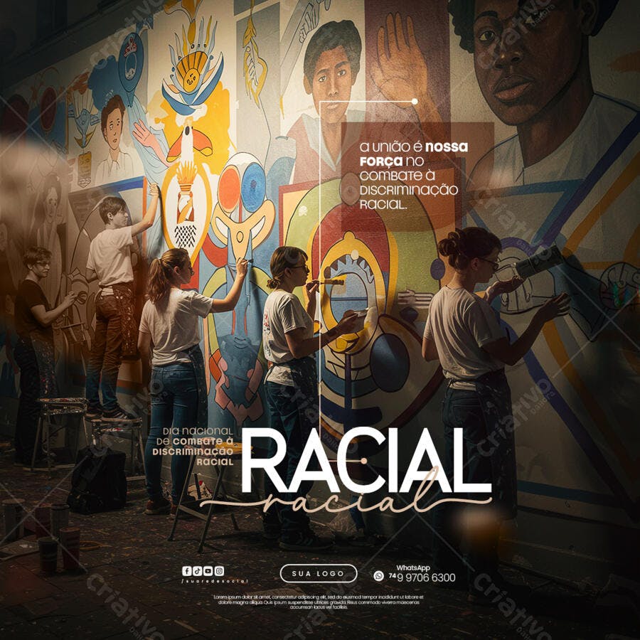 Flyer Dia Nacional de Combate à Discriminação Racial PSD Editável