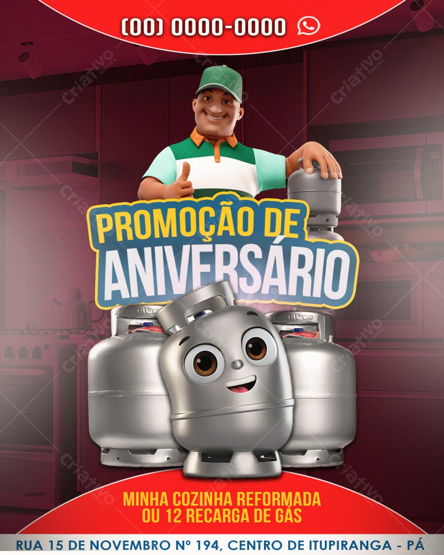 Flyer Promoção Aniversário Gás PSD Editável