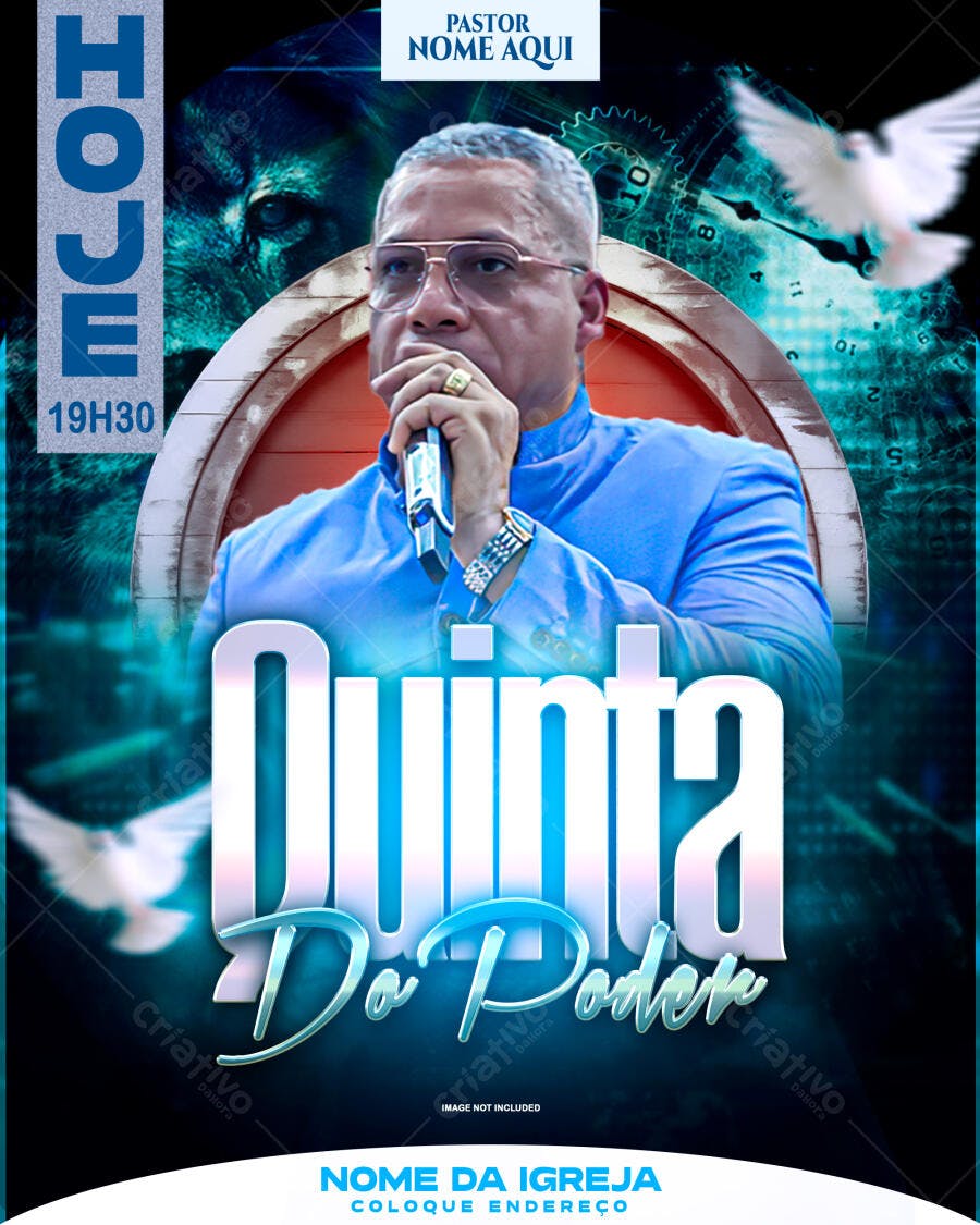 Flyer para Culto Quinta do Poder PSD Editável