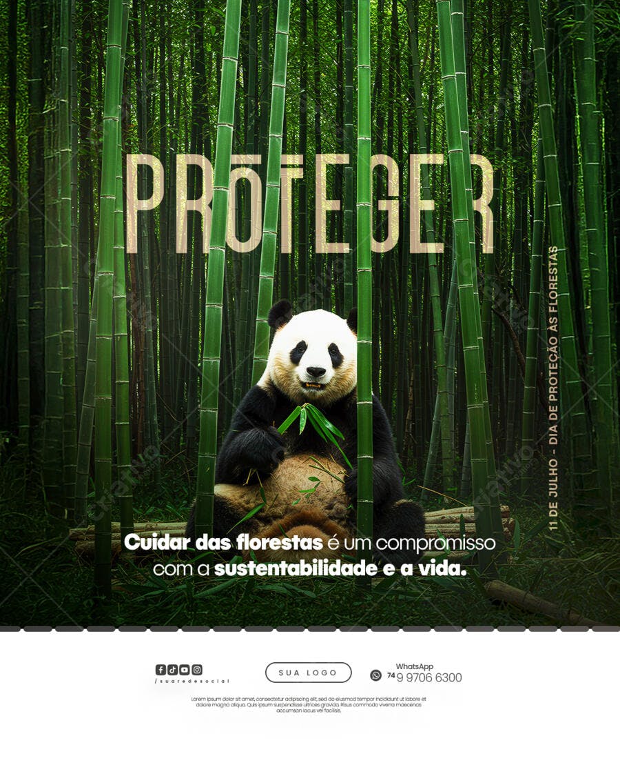 Post para o Dia da Preservação das Florestas PSD Editável