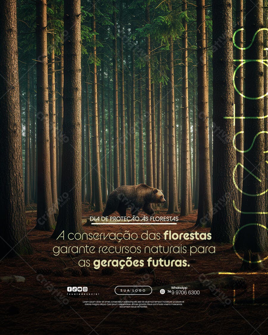 Post para Dia de Proteção às Florestas PSD Editável
