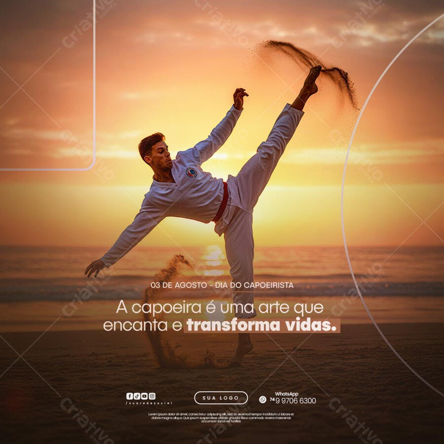 Post para o Dia do Capoeirita 03 de Agosto PSD Editável