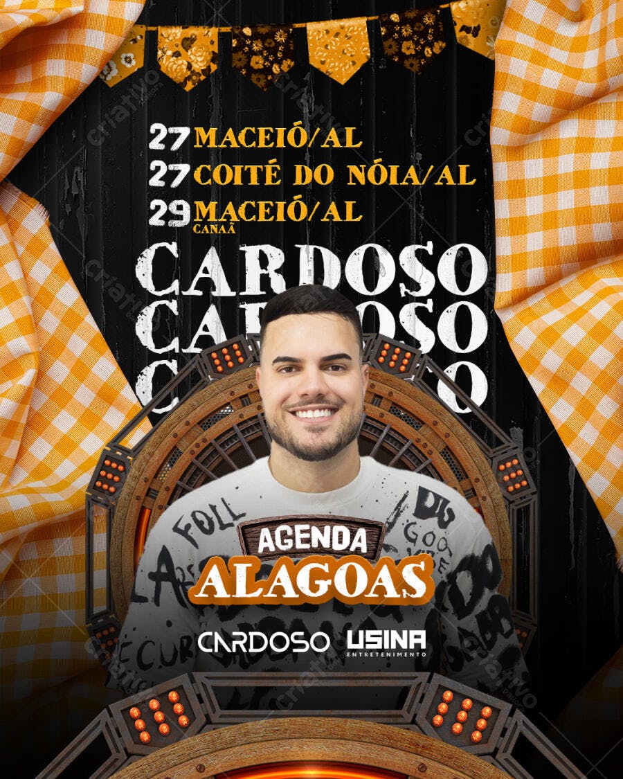 Flyer para shows Cardoso em Alagoas PSD Editável