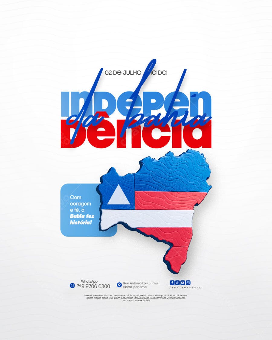 Flyer para o Dia da Independência da Bahia PSD Editável