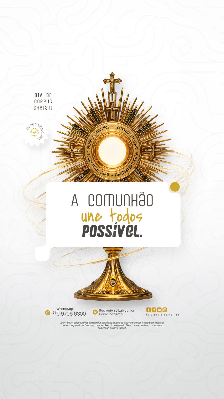 Flyer para Dia de Corpus Christi PSD Editável