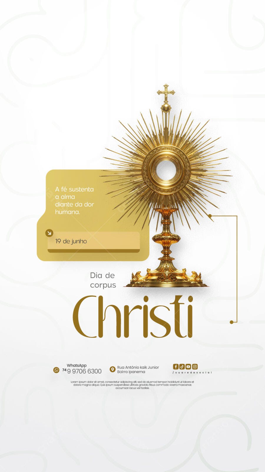 Flyer para o Dia de Corpus Christi PSD Editável