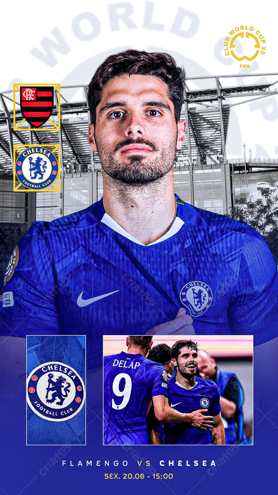 Poster Flamengo x Chelsea PSD Editável