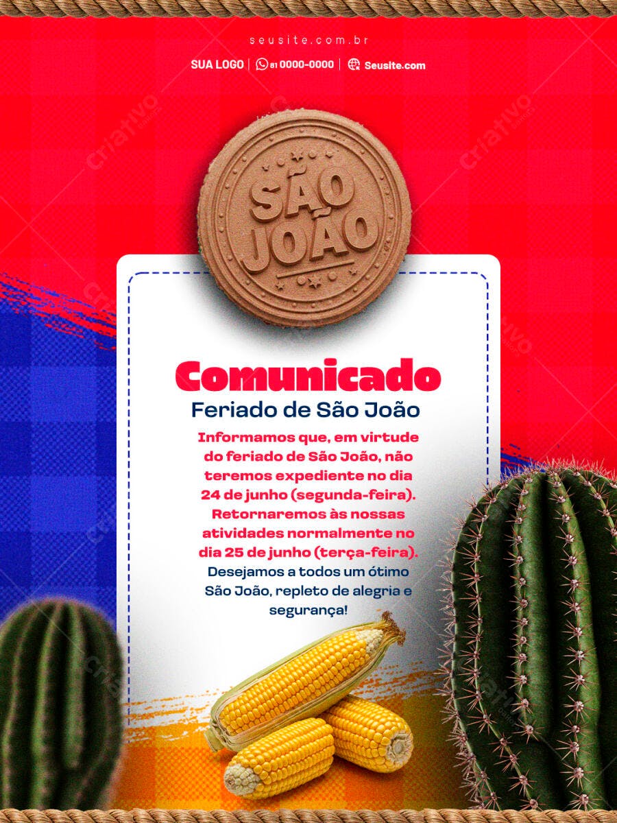 Flyer Feriado de São João PSD Editável