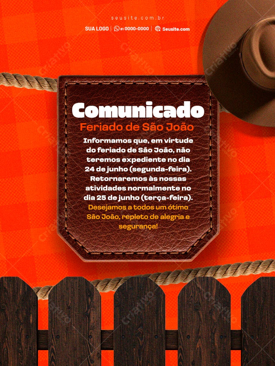 Flyer Feriado de São João PSD Editável