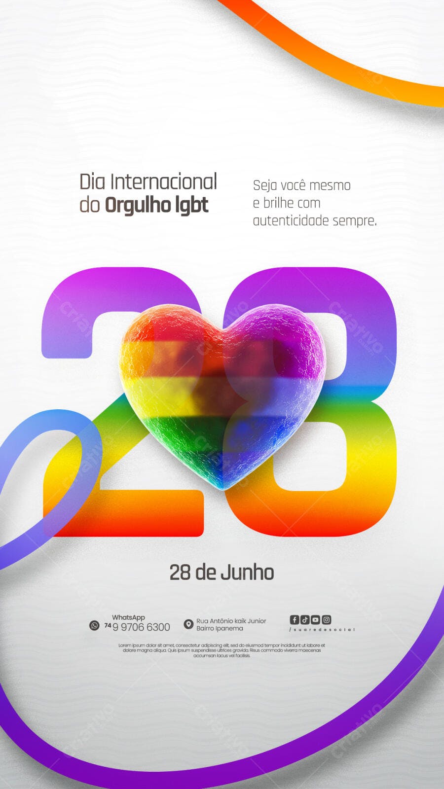Flyer Dia Internacional do Orgulho LGBT PSD Editável