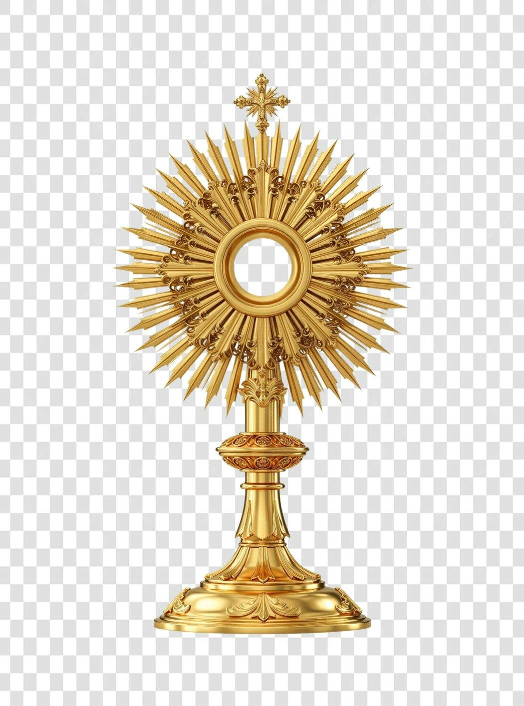 PNG Ostensório Dourado para Design Religioso com fundo transparente