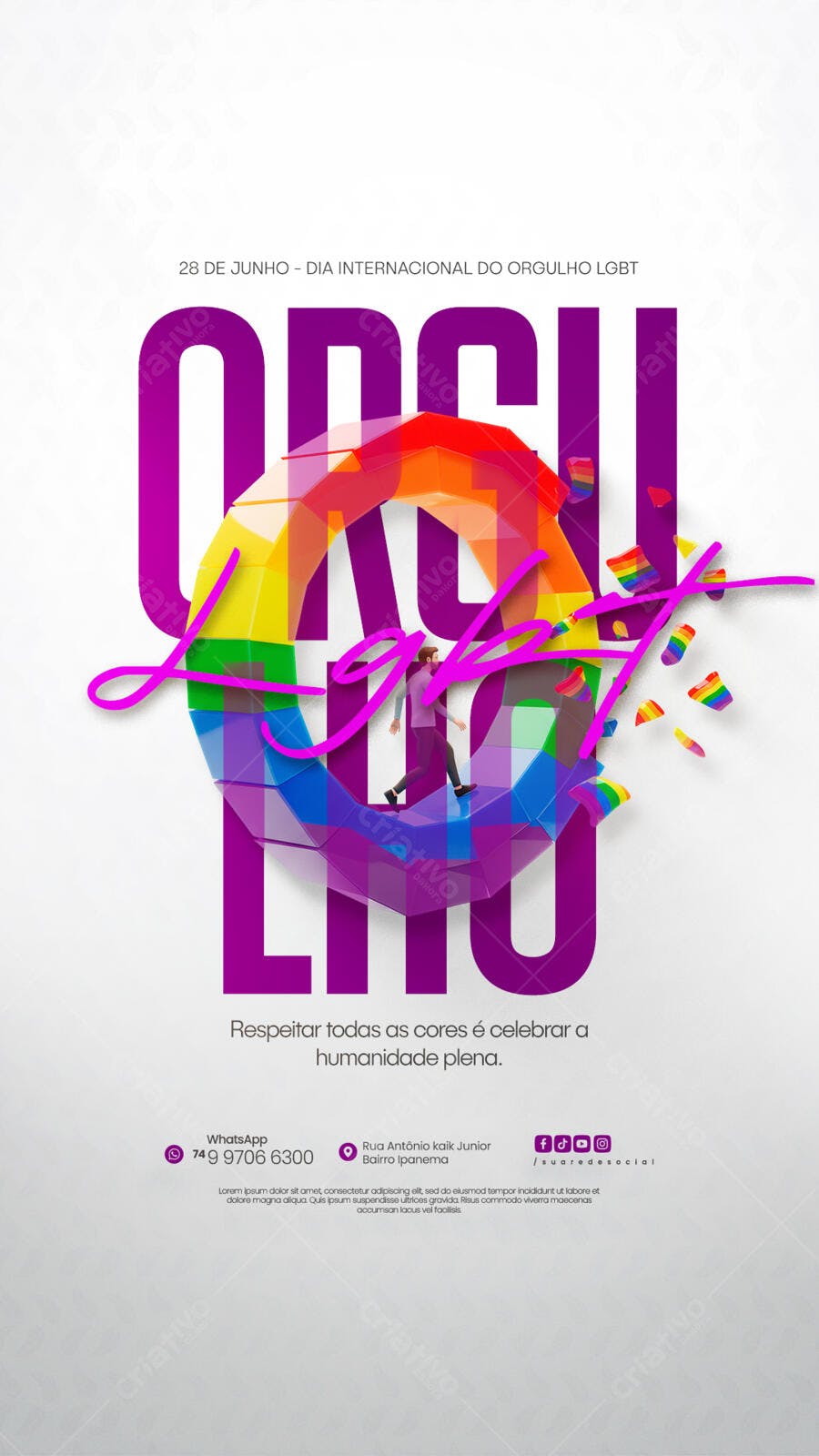 Flyer Dia Internacional do Orgulho LGBT PSD Editável