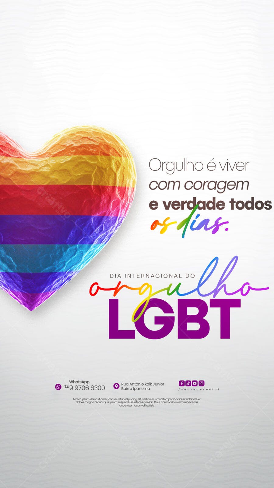 Flyer Dia Internacional do Orgulho LGBT PSD Editável