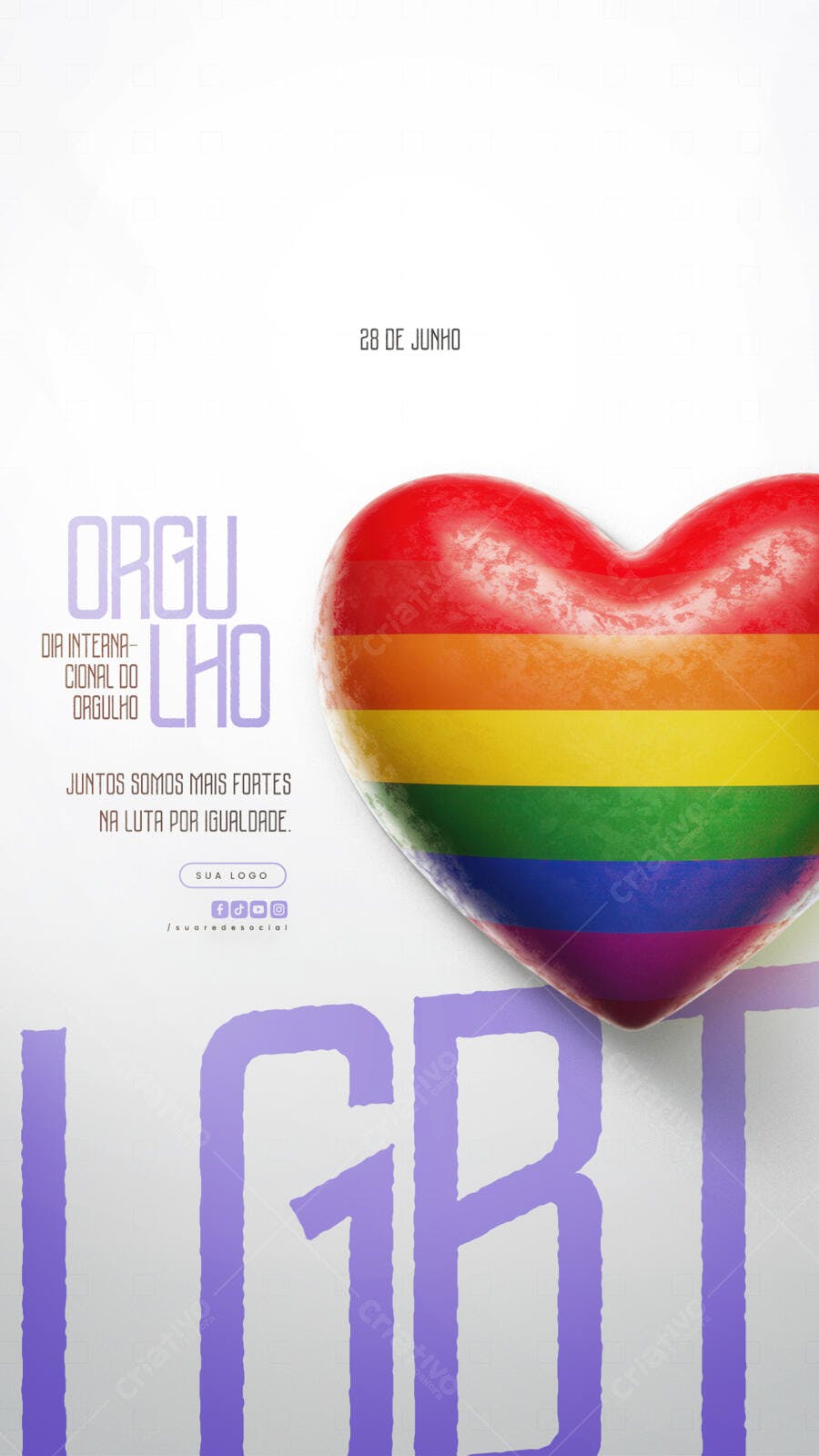 Flyer Dia Internacional do Orgulho LGBTQIA+ PSD Editável