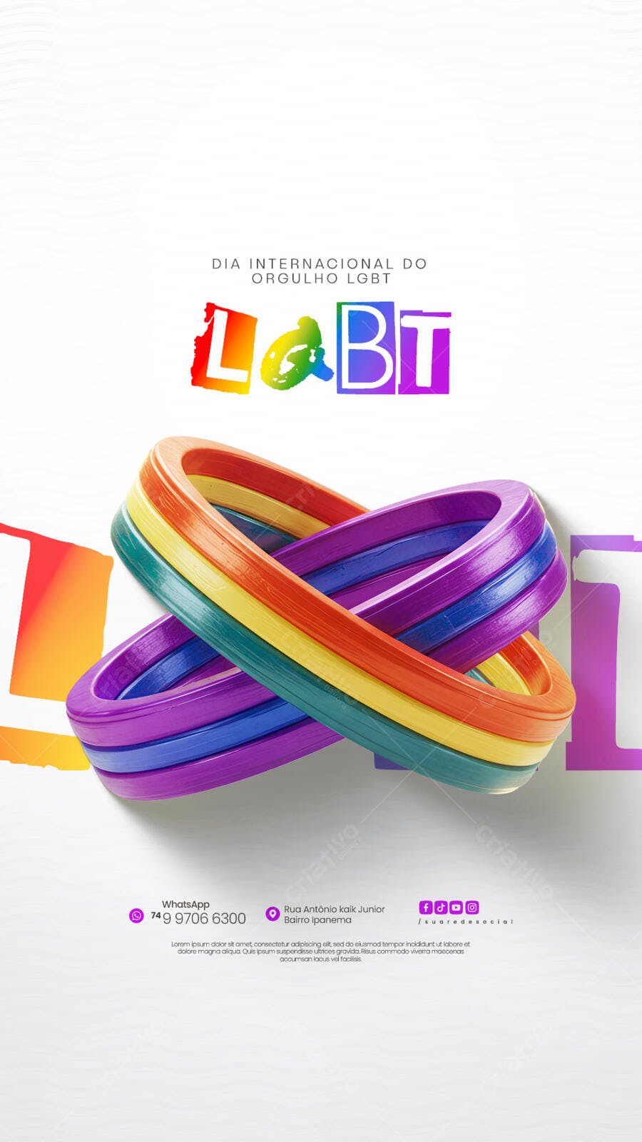 Flyer Dia Internacional do Orgulho LGBT PSD Editável