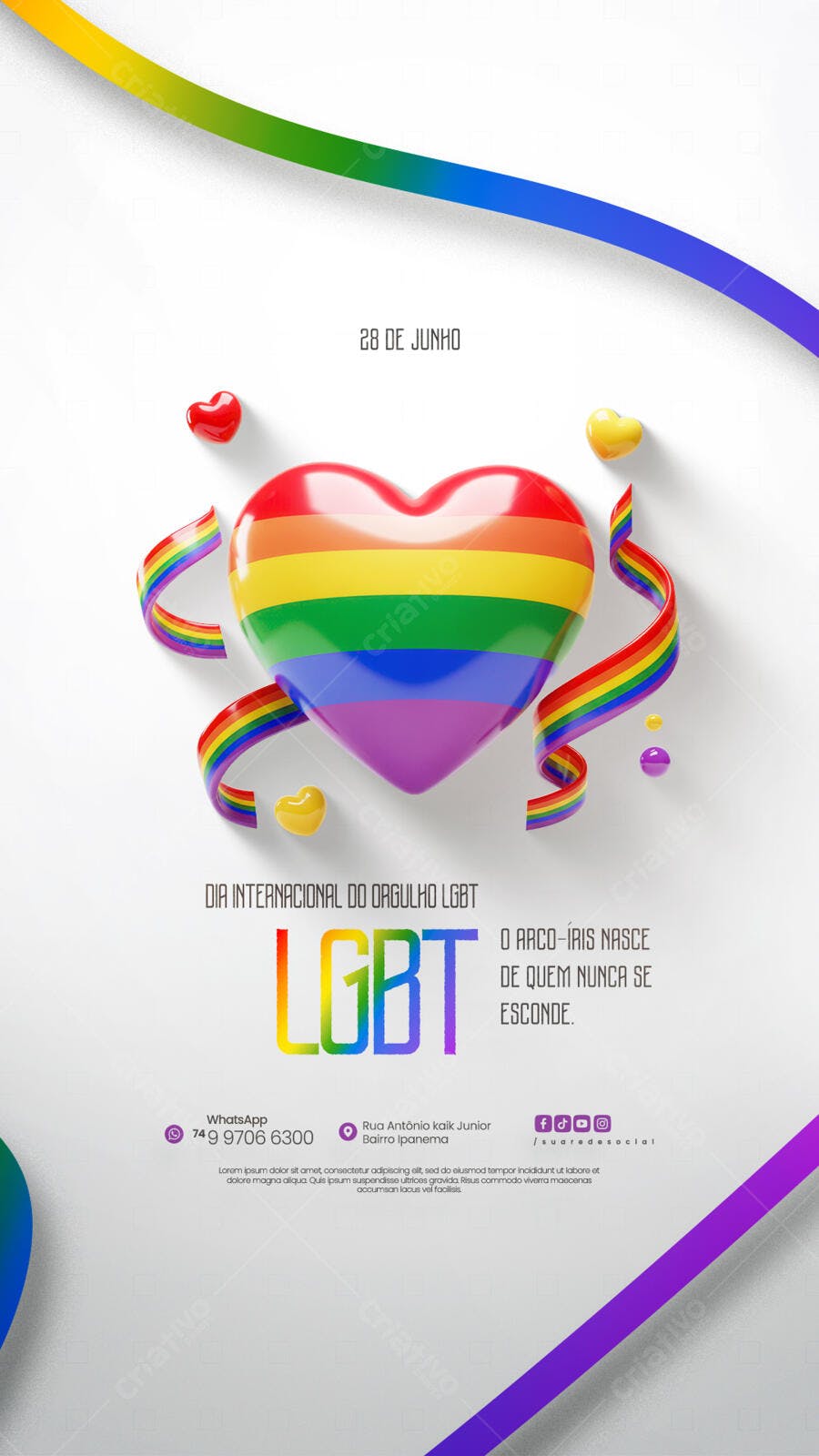 Flyer Dia Internacional do Orgulho LGBT PSD Editável