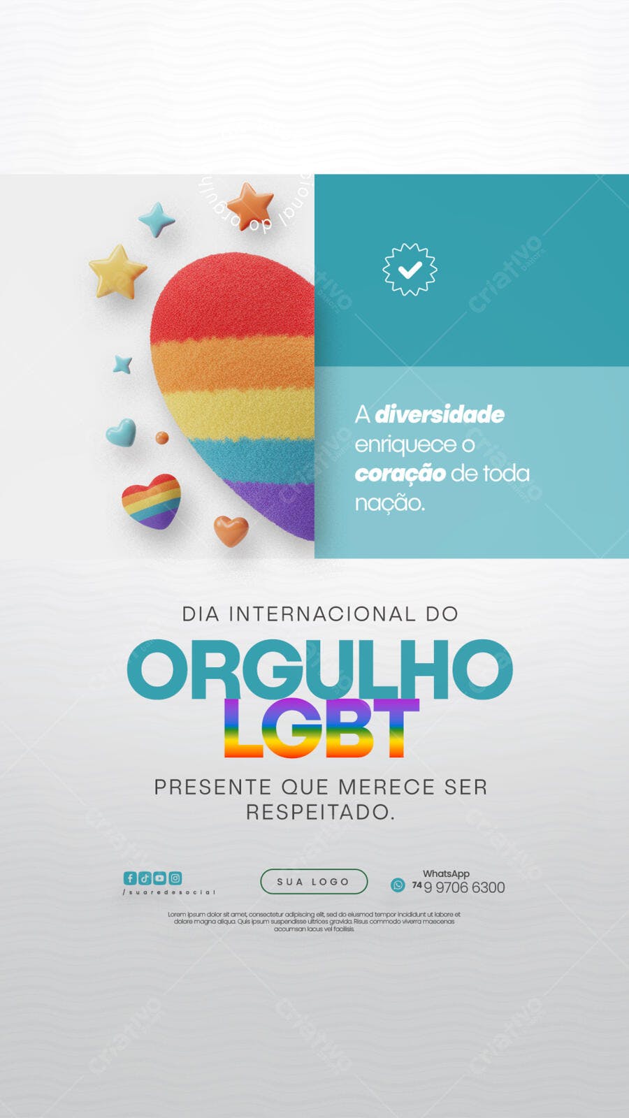 Flyer Dia Internacional do Orgulho LGBT PSD Editável