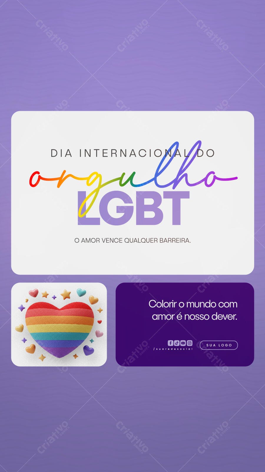 Post para o Dia Internacional do Orgulho LGBT PSD Editável