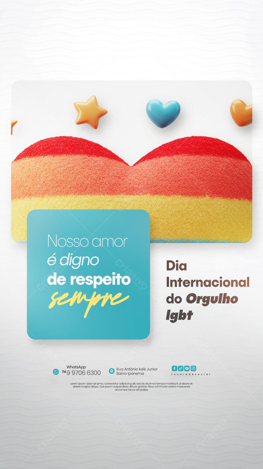 Flyer Dia Internacional do Orgulho LGBT PSD Editável