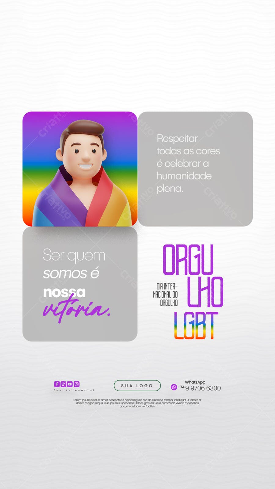 Post para o Dia Internacional do Orgulho LGBT PSD Editável